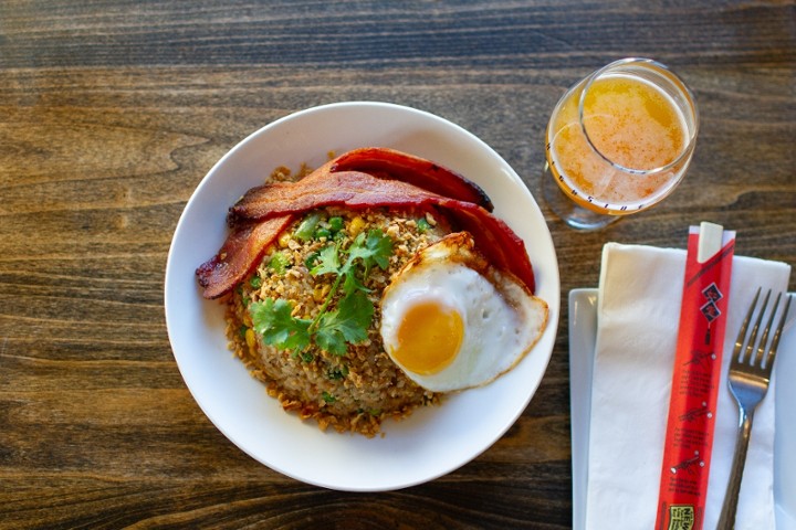 Garlic Butter Fried Rice with Bacon & Egg