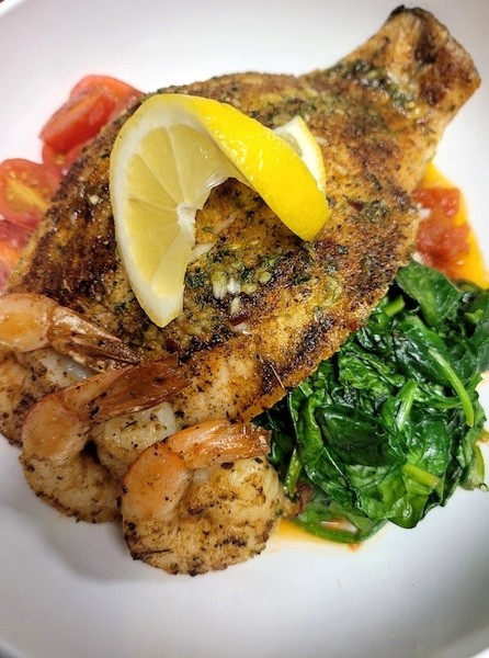 Blackened Seabass & Grilled Shrimp