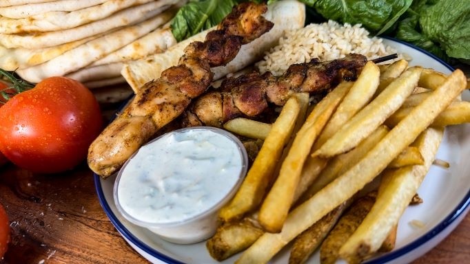 Chicken Souvlaki Platter (2 Sticks)