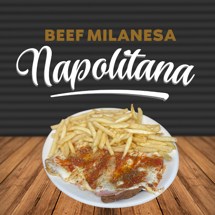 Milanesa Napolitana + 1 beef cocktail empanada FREE