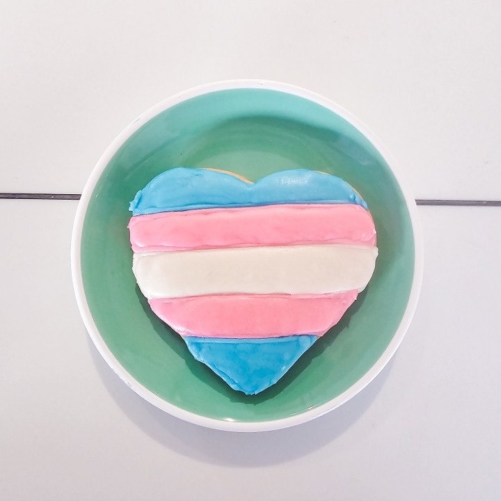 Trans Pride Heart Shortbread Cookie (v)