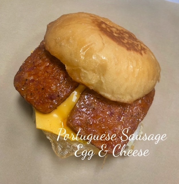 Portuguese Sausage, Egg & Cheese Sandwich