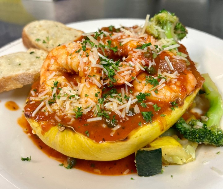 Italian shrimp served with spaghetti squash