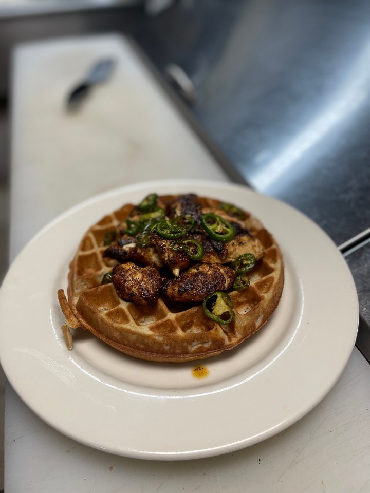 Blackened Chicken Waffle (Contains Nuts)