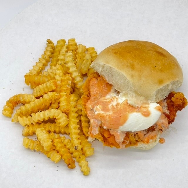 Bianchi's Chicken Cutlet - Italian chicken Cutlet With melty Burata Cheese and our signature vodka sauce serves on a round roll.