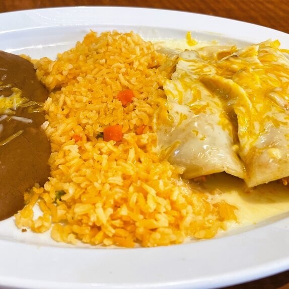 Enchiladas (3) Rice and Beans & Drink^