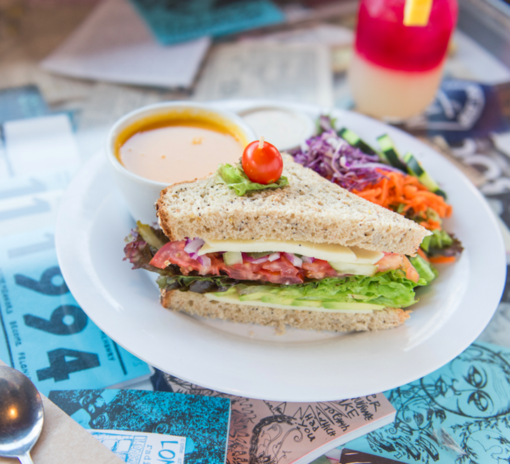 Half a Sandwich, Cup of Soup, and Organic Salad