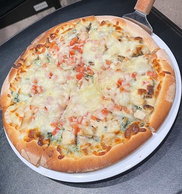 Chicken Spinach Artichoke Pizza