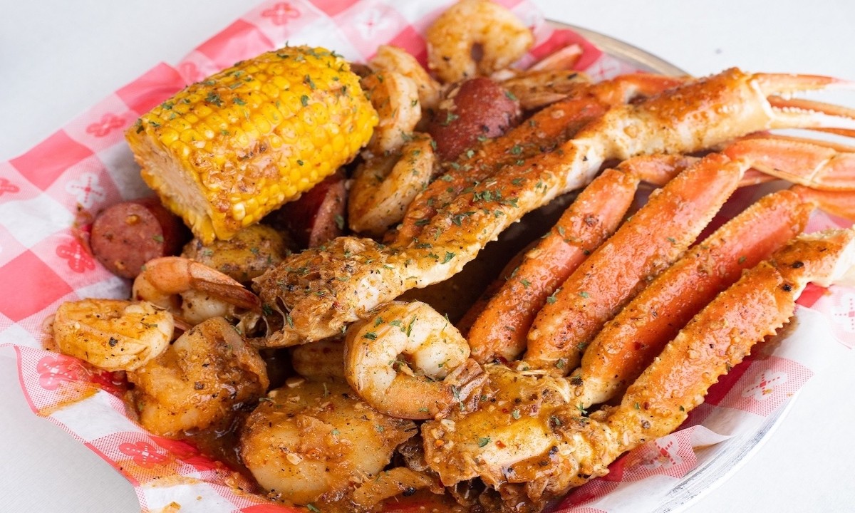 Two Cluster Combo (2 Cluster Crab Legs, 10 Shrimps Head Off, 1 Corn, 3 Sausages, & 8 Potatoes)