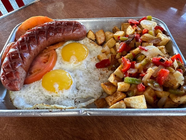 Grilled Kielbasa & 2 Two Eggs With Home Fries Or Hashbrowns