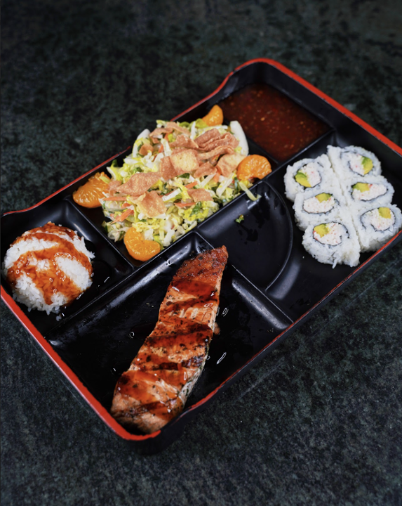 Grilled Teriyaki Salmon Bento Box.
