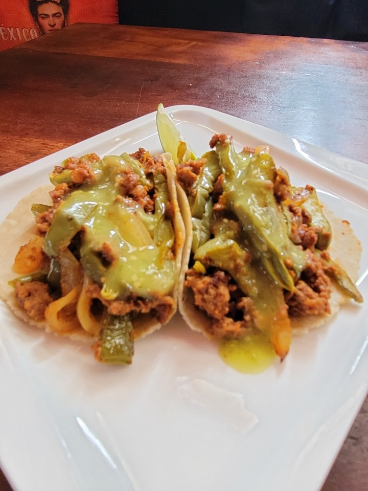 Nopales with Soyrizo Tacos