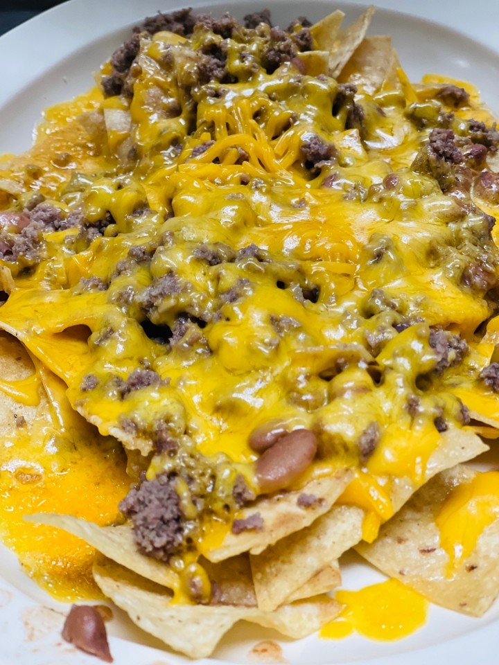 Beef Nachos with Beans and Cheese