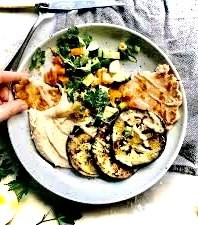 Fried Onions & Fried Eggplant Hummus Platter