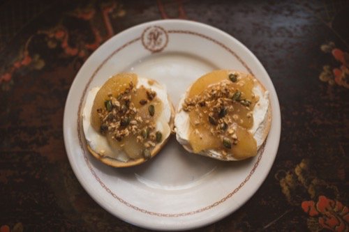 Spiced Pear and Granola Bagel
