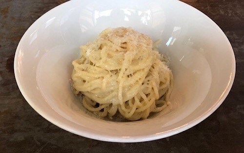 kid spaghetti + butter + parmesan