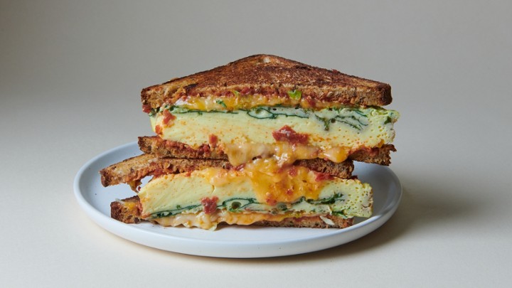 Greens, Eggs & Jam Sandwich