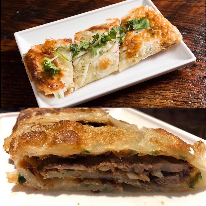 Scallion Pancake with Beef Brisket 牛肉夹饼