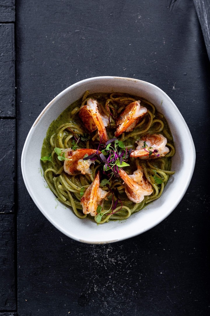 Pesto Linguini with Shrimp