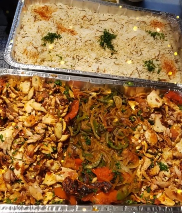 Shawarma Tray with rice  (Serves 10 to 14)