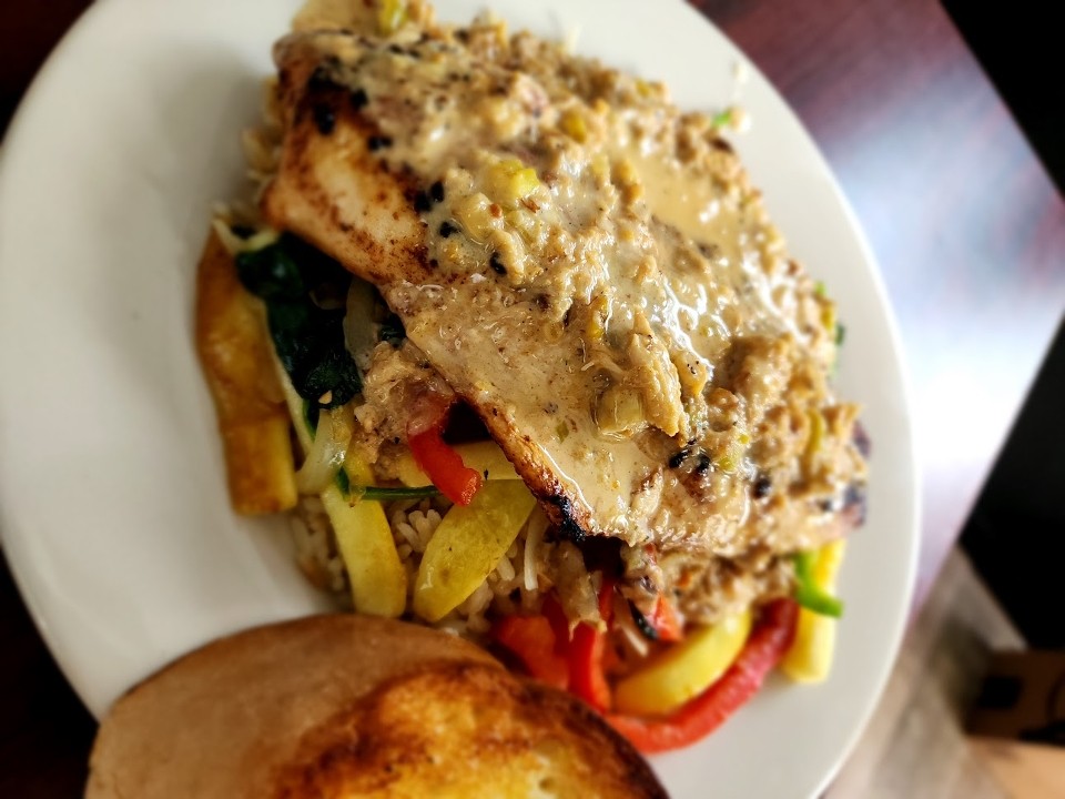 Snapper with lemon crab sauce