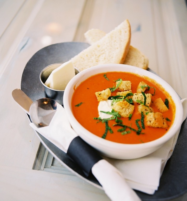 Cream of Tomato with Croutons (Vegetarian, Available GF)
