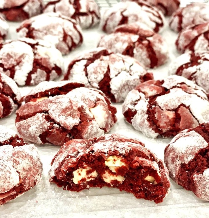 Red Velvet White Chocolate Crinkle Cookies