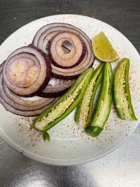 Sliced Onion and Chili Plate