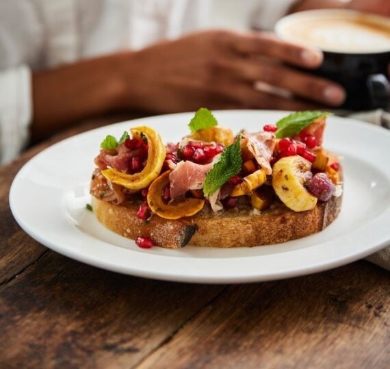 Prosciutto, Squash & Pomegranate Tartine