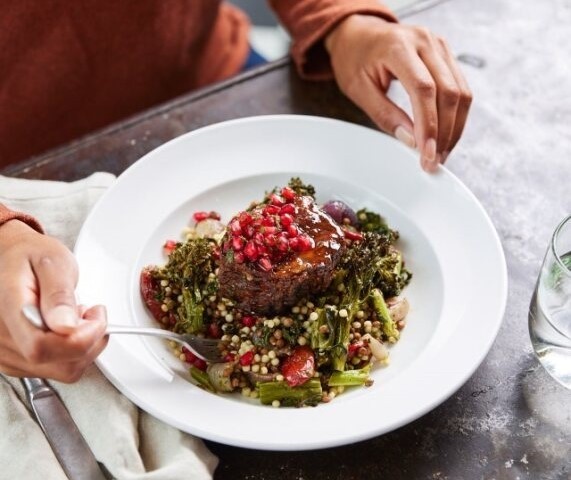 Short Rib, Broccolini, Lentil & Couscous Bowl