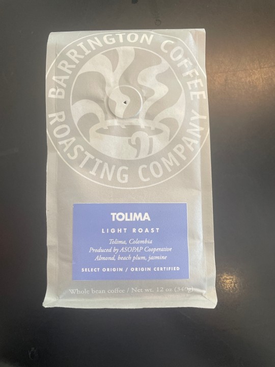Barrington Coffee Tolima Whole Bean 12oz bag