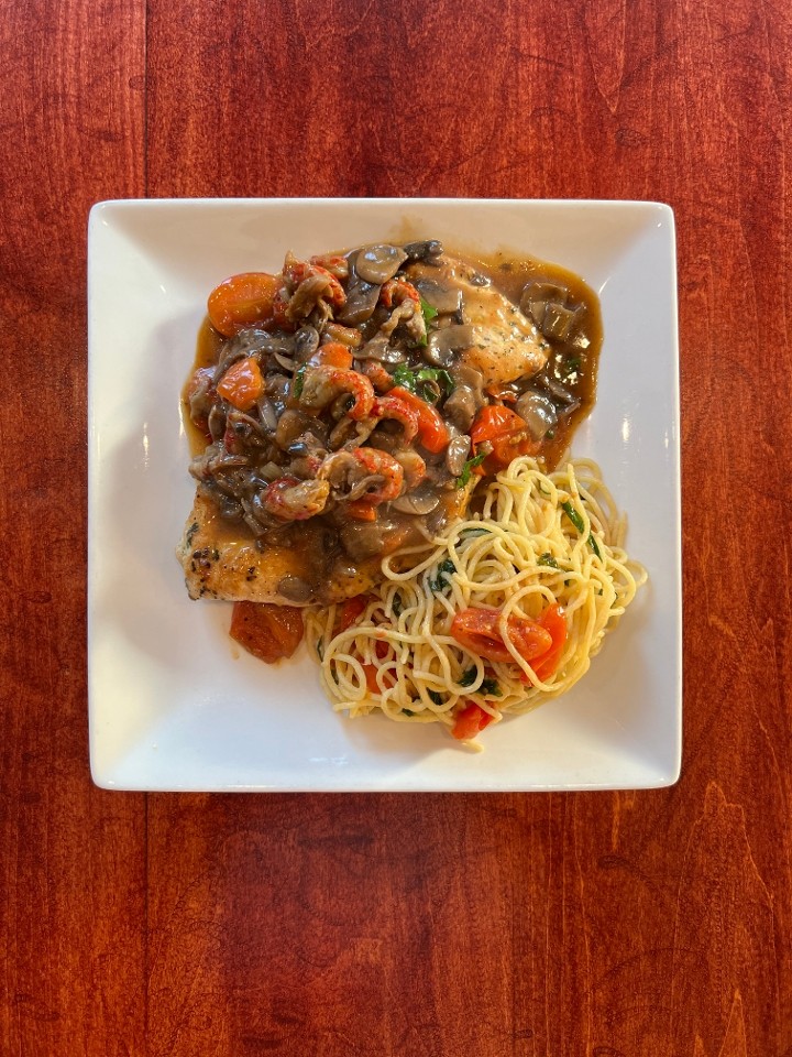 Sauteed Chicken Marengo with Side Spaghetti