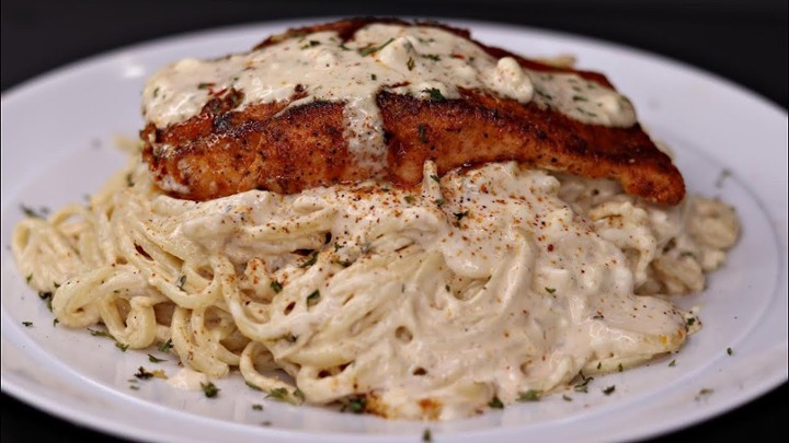 Blacken Salmon Linguine