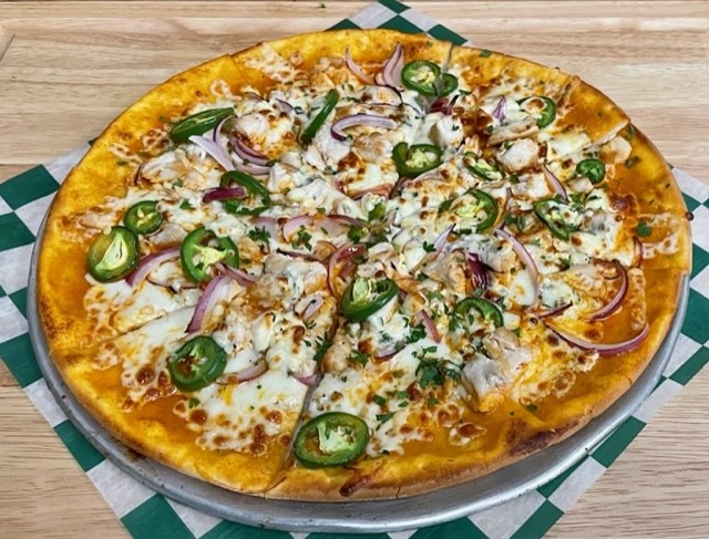 Buffalo Chicken Cauliflower Crust Pizza