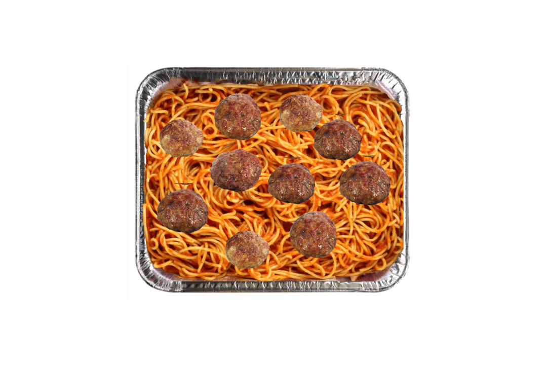 Serves 14 - (L) Spaghetti and Meatball - Catering