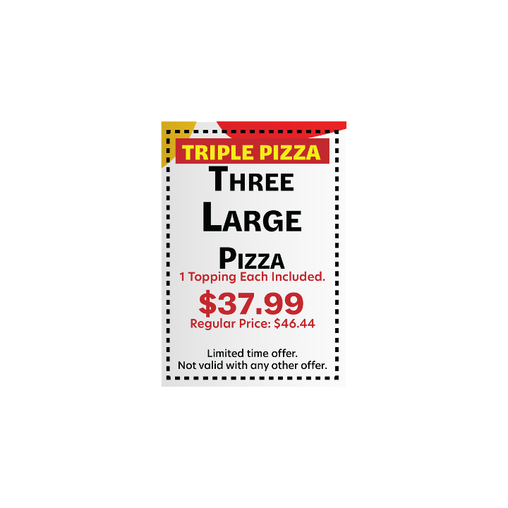 3 Large 1 Topping Pizzas