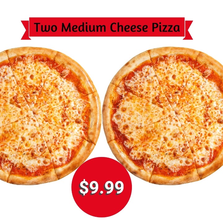Two Medium Cheese Pizza