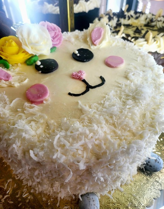 LOVELY SHEEP WHOLE COCONUT CAKE FOR SPRING/EASTER