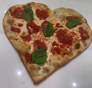 Personal Heart Shaped Margherita Pizza