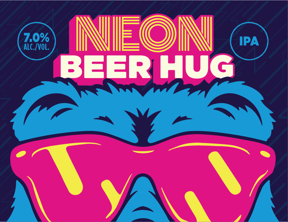 Neon Beer Hug 32oz Crowler