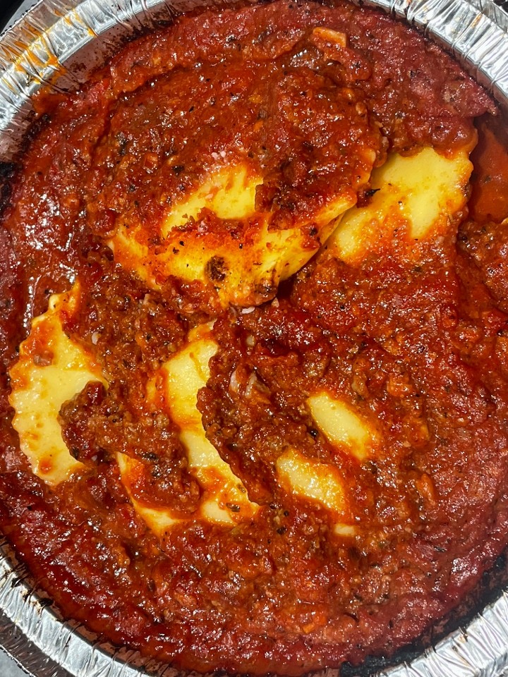 Cheese Ravioli with Meat Sauce