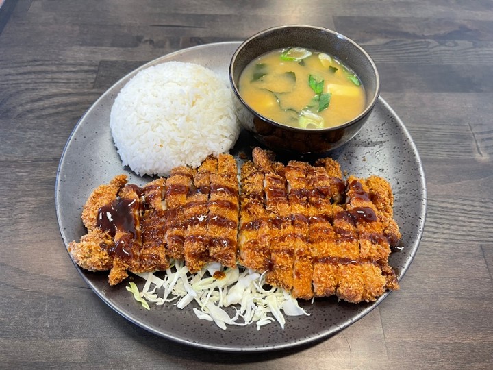 Crispy chicken with miso soup