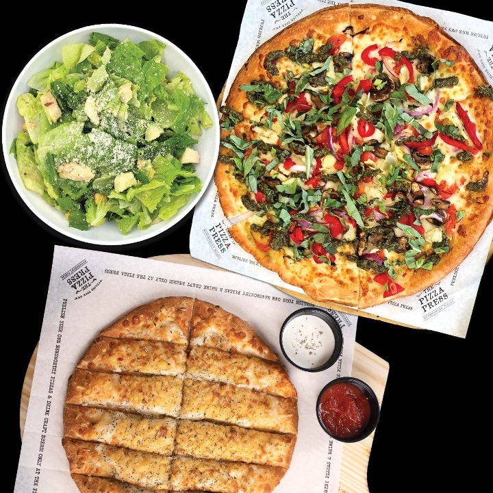 Four Pizzas, Salad & Garlic Cheesy Bread ^