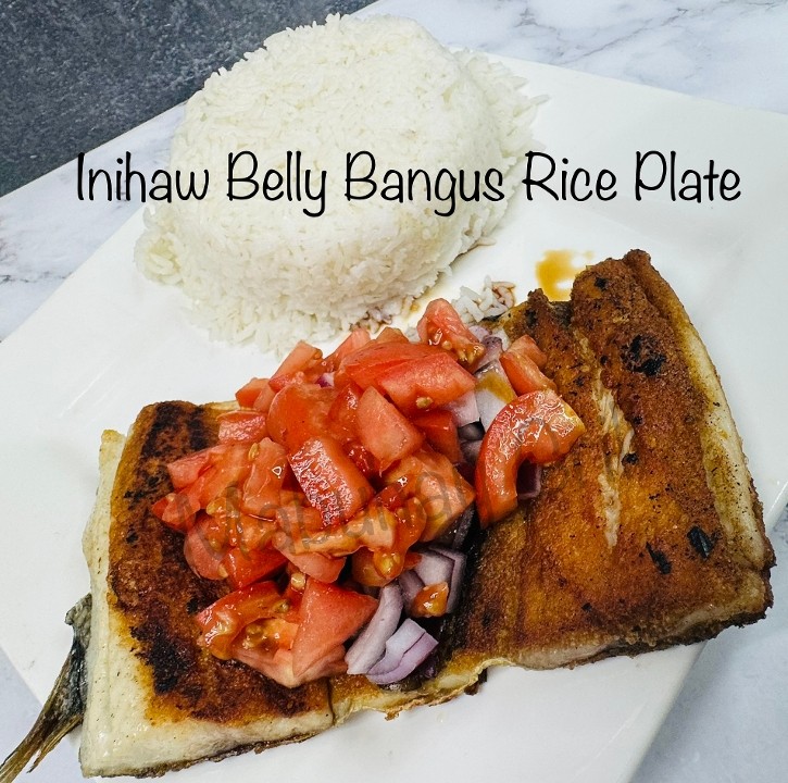 Inihaw ng Belly Bangus - Rice Plate