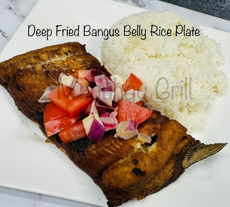 Deep Fried Belly Bangus - Rice Plate