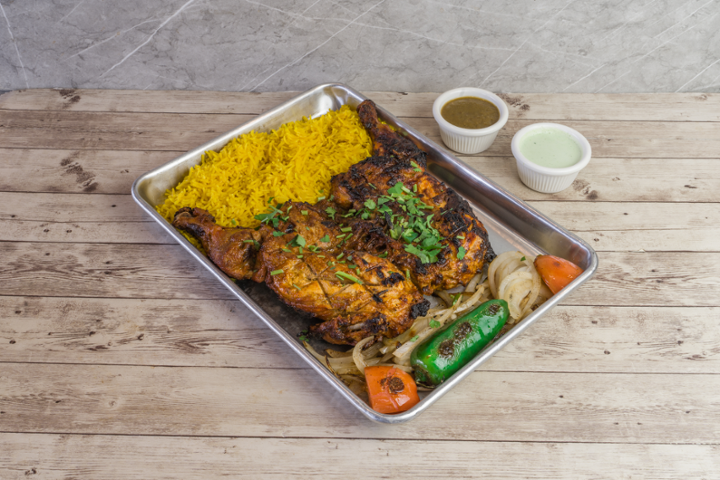 Whole Butterfly Chicken w/Basmati Rice & Grilled Vegetables