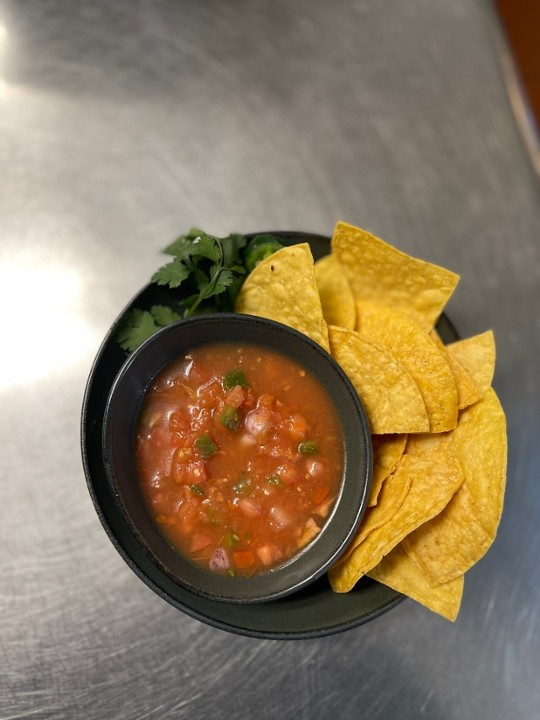 Totopos & Salsa | corn tortilla chips + salsa taquera