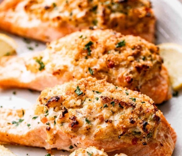 Stuffed Salmon with Crab Meat