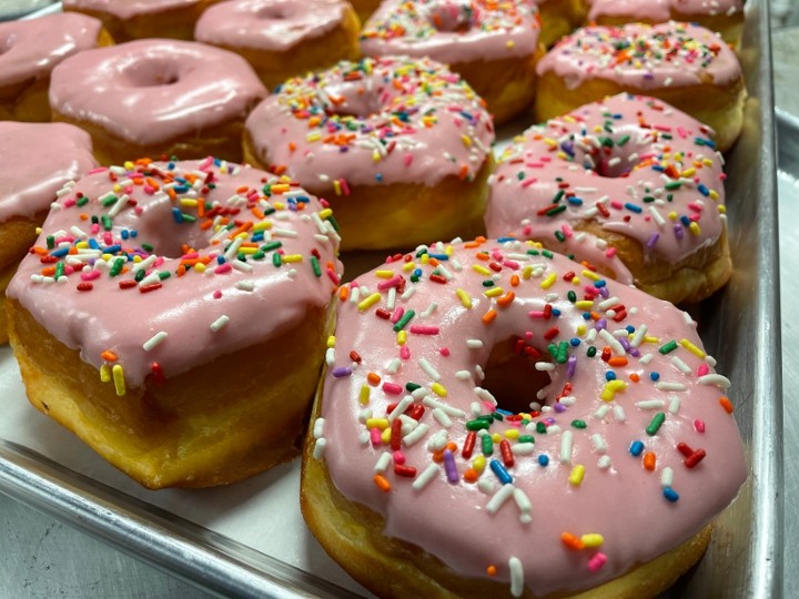 Raised Ring w/ Strawberry Icing and Sprinkles