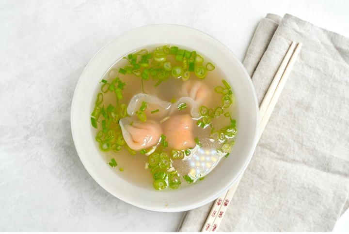 Shrimp Dumpling Soup (made with holy basil)